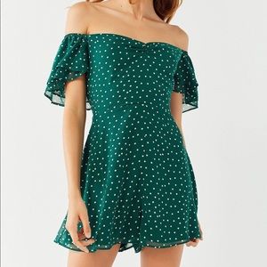 Dark Green Polka Dot Romper